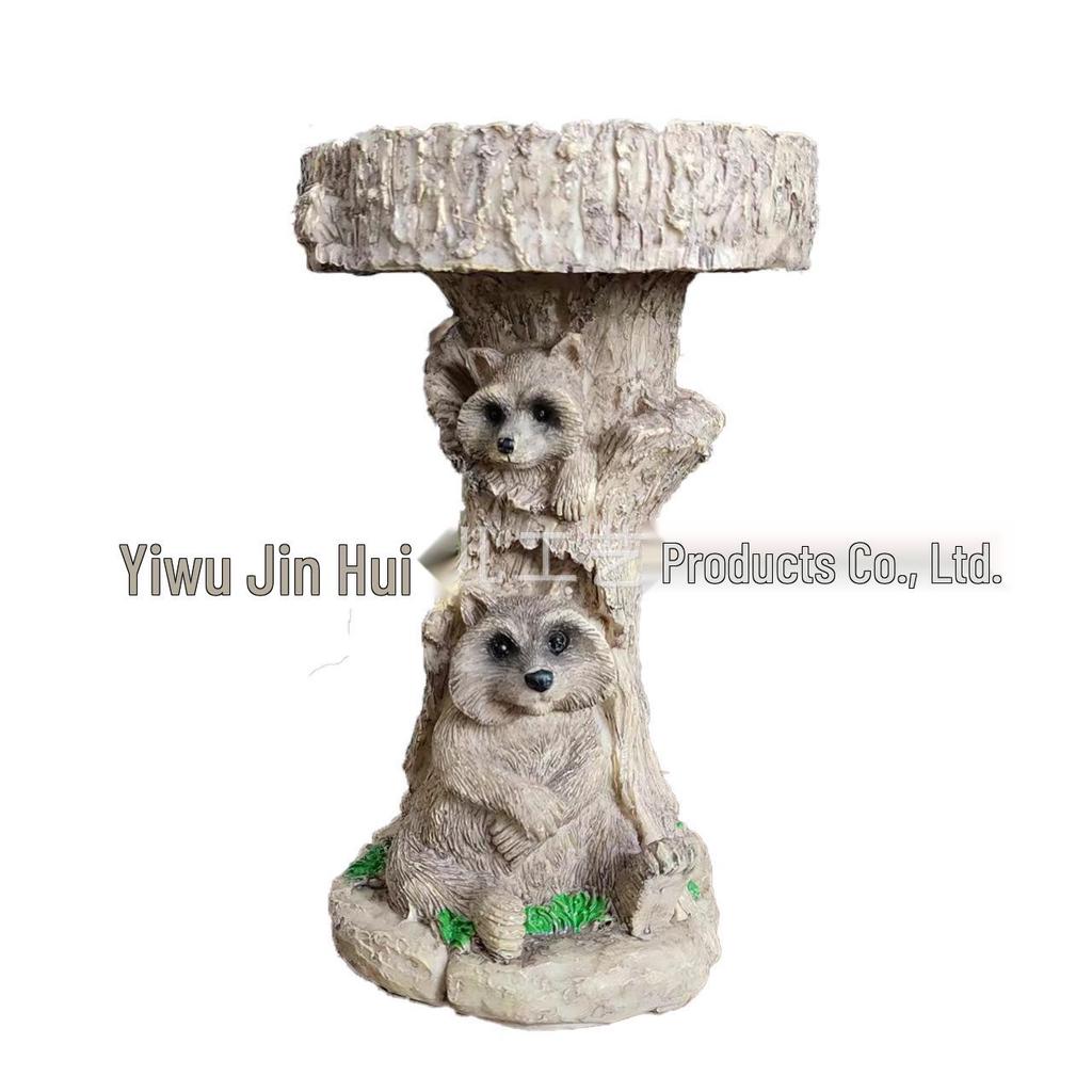 Grenzüberschreitende Gartendekoration: Waschbär & Vogel Harzfigur Wasserornament