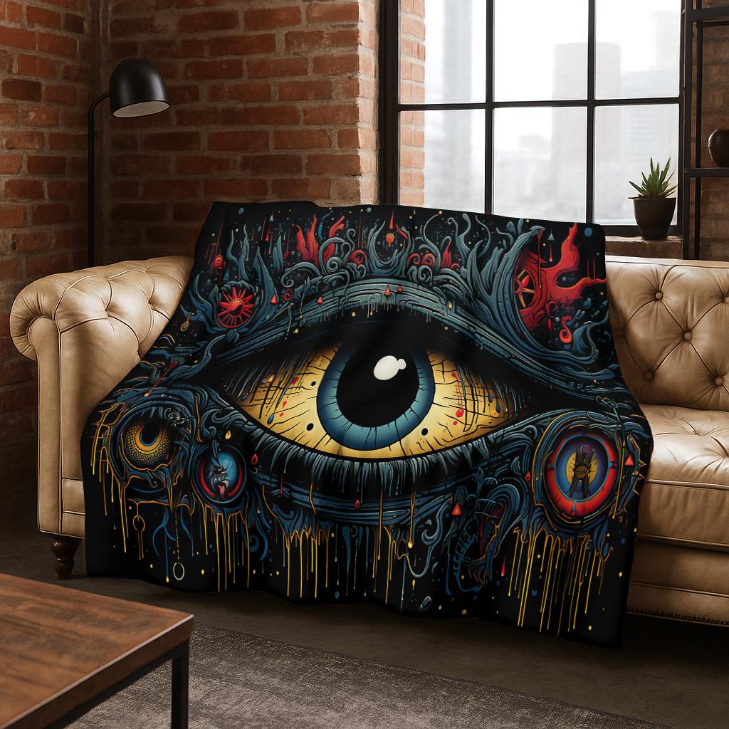 

Beauty Eye of Providence Freemasonry Evil Eyes Flannel Blanket,Warm and Cozy Soft Throw Blanket for Home Bedroom Bed Sofa Kids 75x90cm