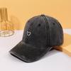 Vintage Washed Women's Baseball Cap with Heart Embroidery - Soft, Casual Outdoor Sun Hat