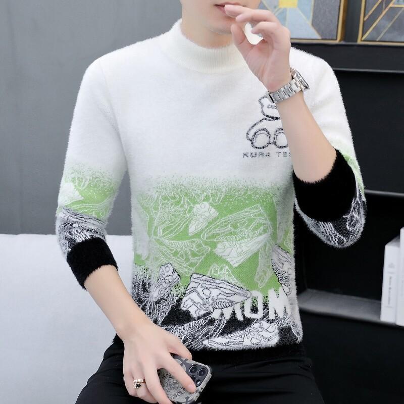 Hot Selling Explosive Autumn and Winter New Casual Semi-Turtleneck Men's Bottom Knitted Knitwear