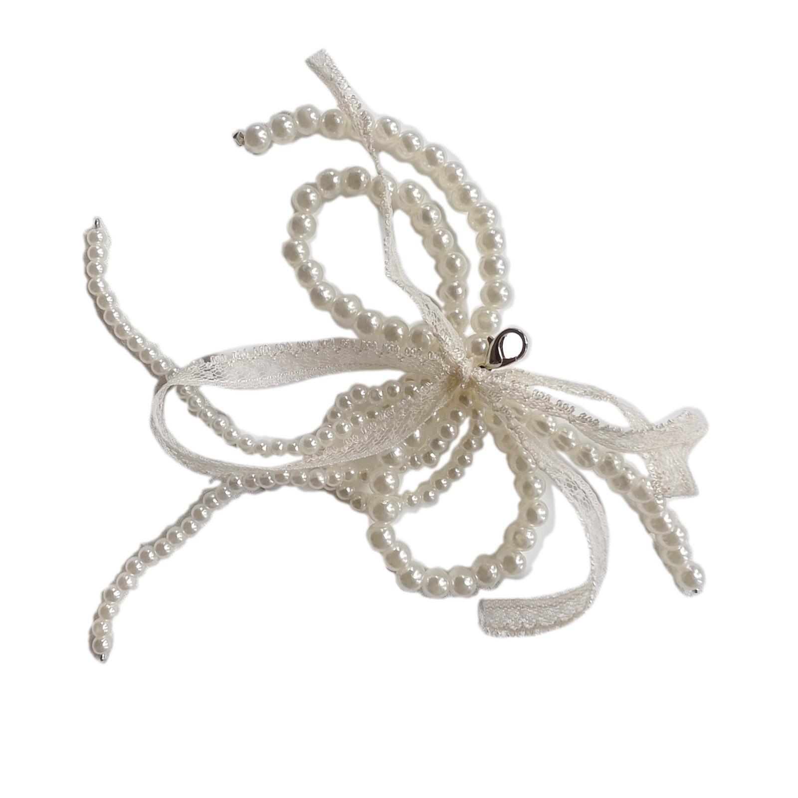 Жемчужный бант пряжка для обуви украшение милые кружевные банты брелок для ключей — фото 3