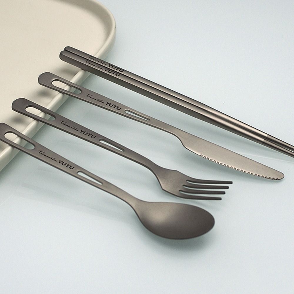 Ultralight Dinnerware Sets Travelling Knife Fork Spoon Chopstick Titanium Tableware  Flatware Set