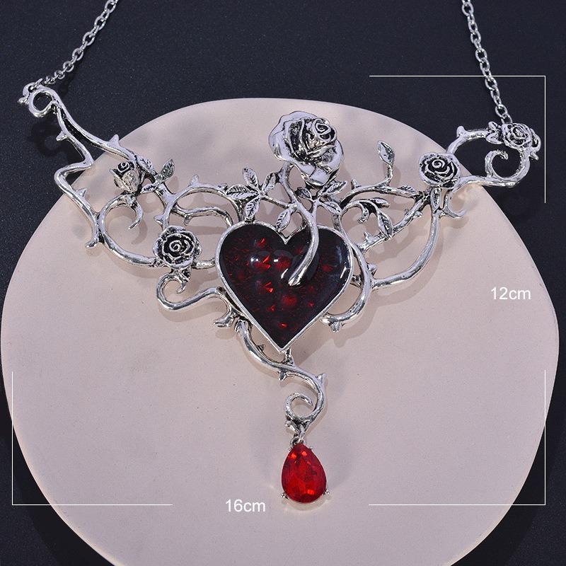 "Roses feed on the heart" New Style Gothic Punk Red Necklace Halloween Rose Necklace