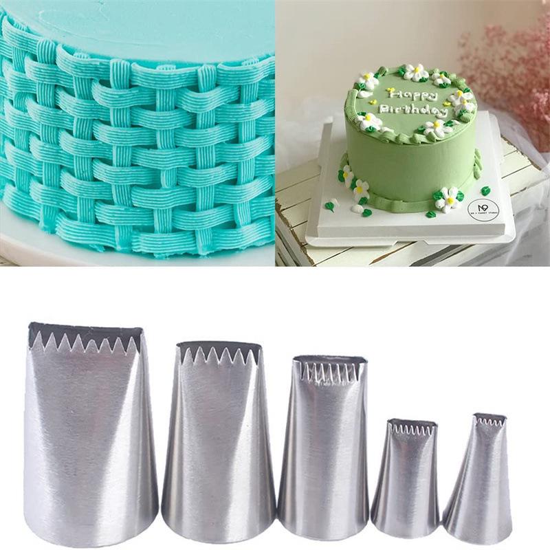 Korean Style 7-Piece Ruffle Piping Tips Set - 304 Stainless Steel Cake Decorating Kit