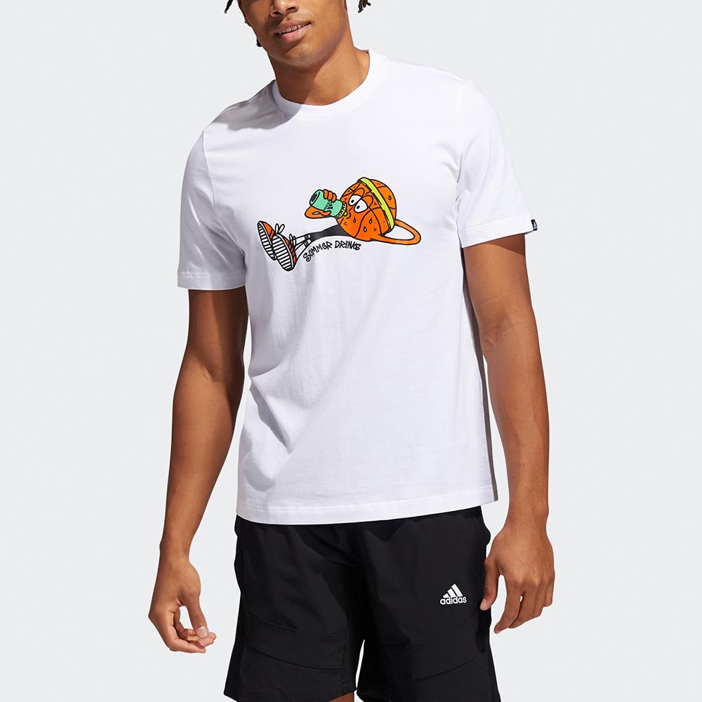 Adidas Lil Stripe Gato Cartoon Print Sports Short Sleeve T-Shirt Men Tops White HB5483
