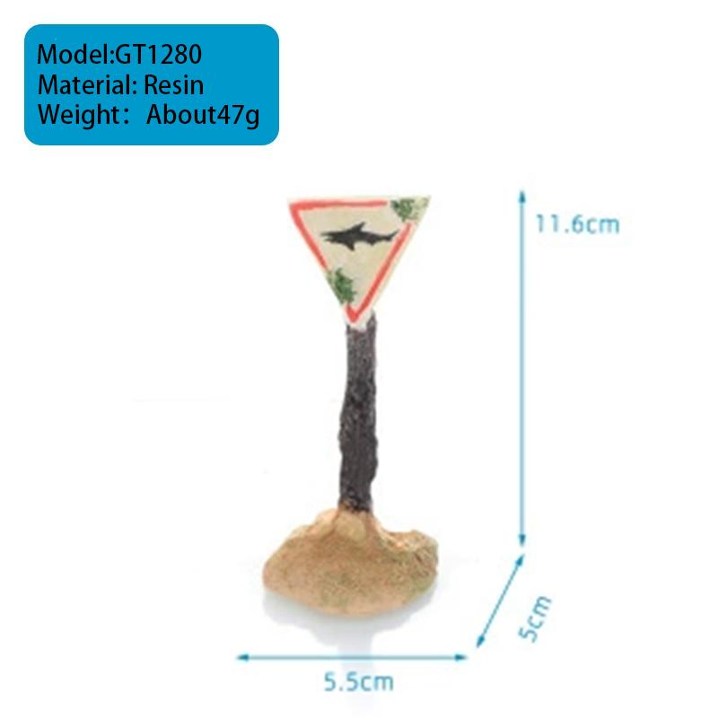 

1PC Resin Sign Aquarium Decorative Ornaments Simulated Shark Warning Signs Fish Tank Aquarium Background Landscape Accessories