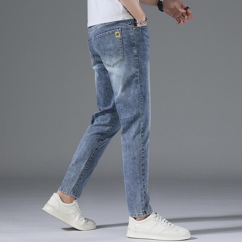 Herbst Jeans Herren Slim Kleine Füße Trend Elastic New Tide Herren Casual Lange Hosen