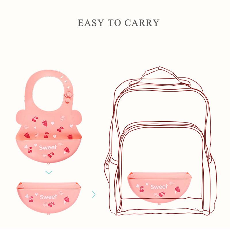 Cute Cartoon Printing Baby Bib Waterproof Edible Silicone Kids Girl Boy Bibs Toddler Adjustable Baby Feeding Stuff Accessories