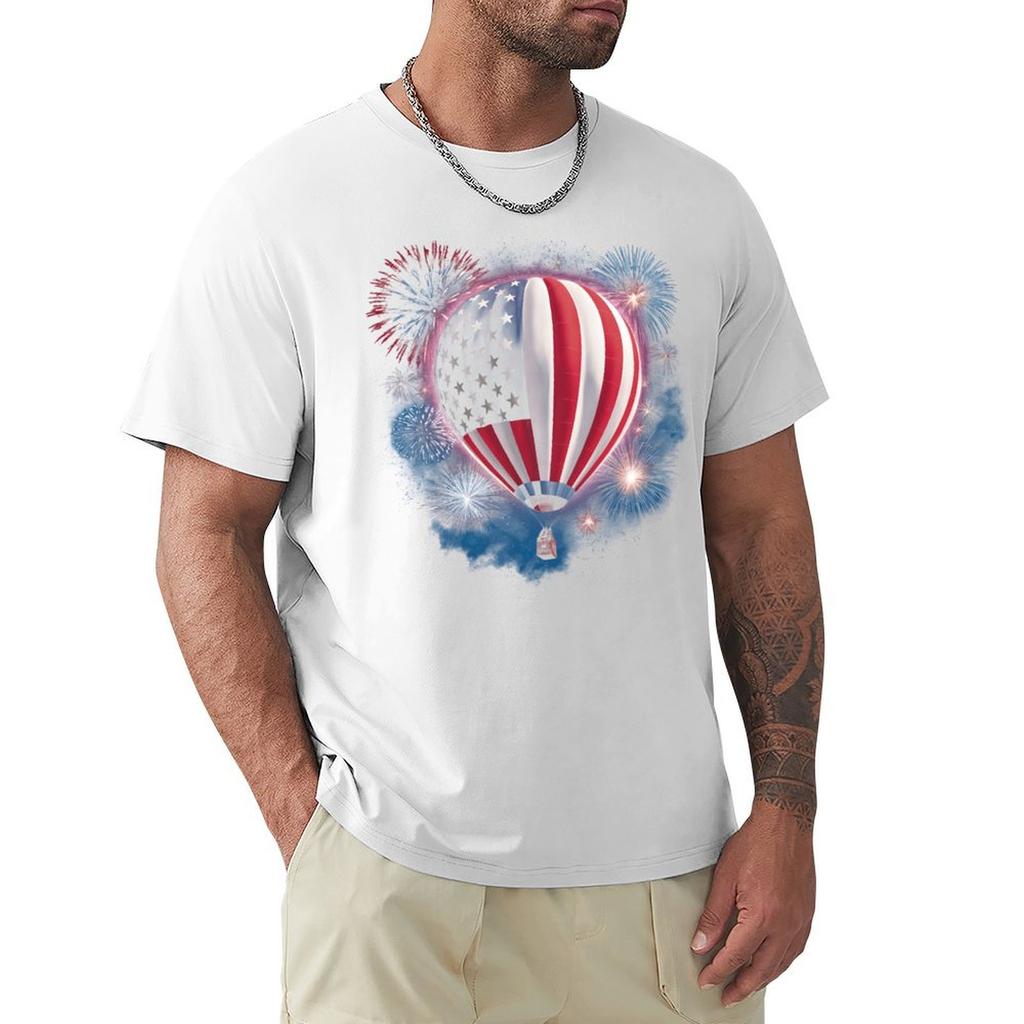 Hot Air Balloon Firework US American Flag 4Th Of July TShirt cheap stuff vintage t shirts custom tshirts men tshirt