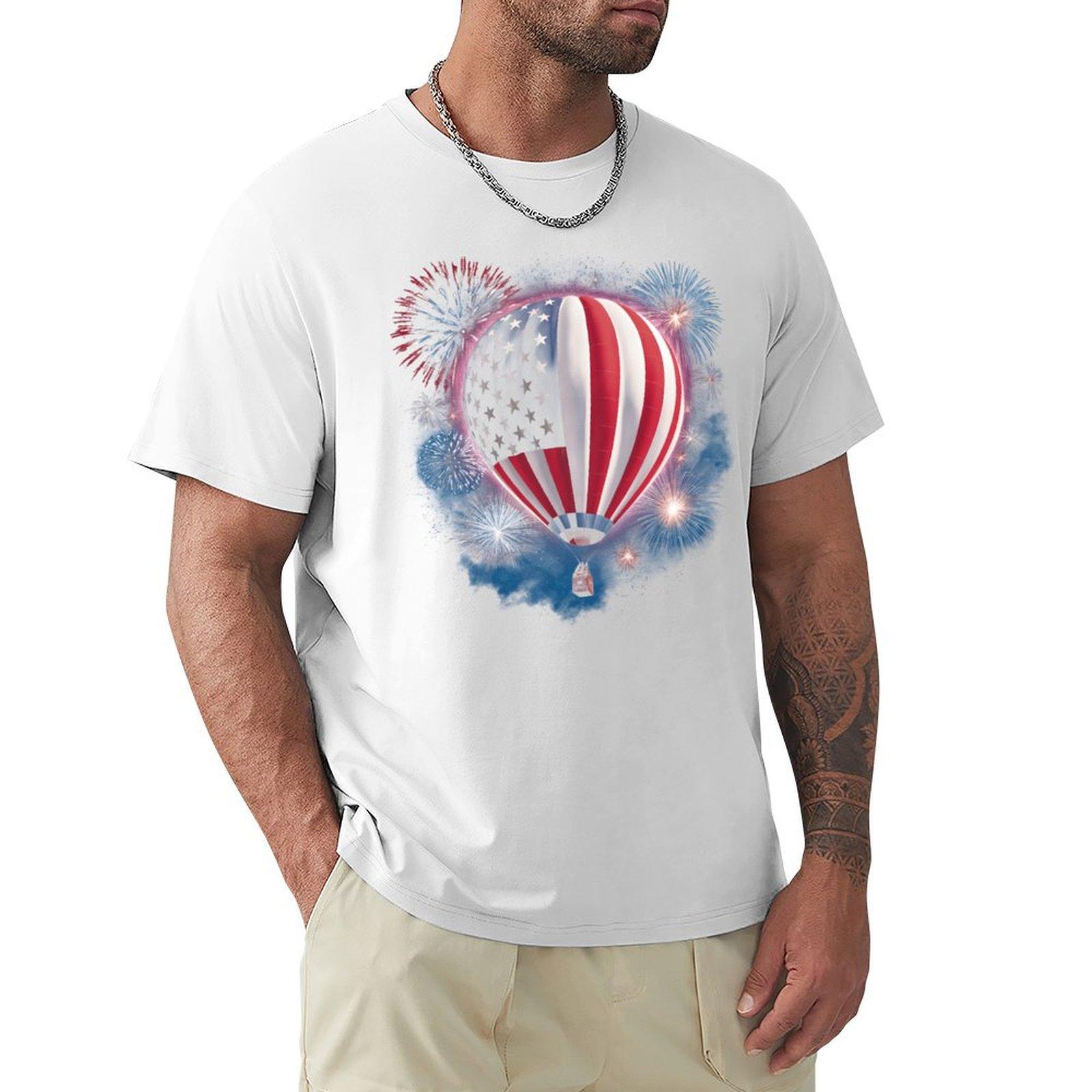 Hot Air Balloon Firework US American Flag 4Th Of July TShirt cheap stuff vintage t shirts custom tshirts men tshirt S