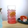 300ML/450ML Drinking Glasses High Temperature Resistant Glass with Lids Straws Wave Design Water Cups for Beer Iced Coffee Cocktails