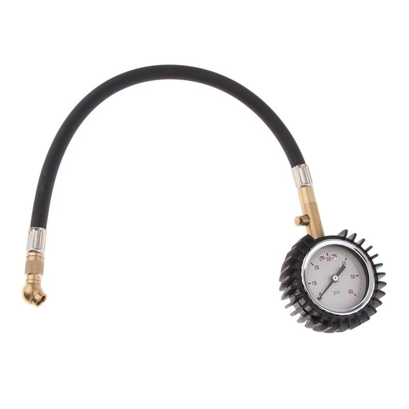 Auto Tyre Air Pressure Gauge 0-60PSI High Accuracy Plastic Dial Meter for Car and Motorcycle Use
