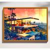 Mid Century Palm Springs House Prints Modern Cubist Abstract Architecture Art Print Poster Retro Wall Art Canvas Painting Decor