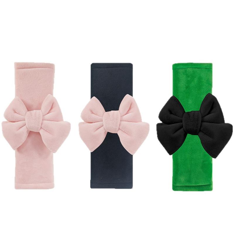 Universal Bowknot Car Seat Belt Shoulder Pad Ice Silk Safety Belt Cover Protective Interior Accessories For Women