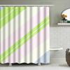 Modern Bath Shower Curtain Set: Soft Pastel Green Pink Striped Waterproof Fabric Decorative Bathroom Closures Blue Color Availab