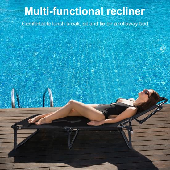 Kempingová skládací postel Nastavitelná 4-polohová pro dospělé Sklápěcí skládací lehátko s polštářem Venkovní lehátko Spací postel