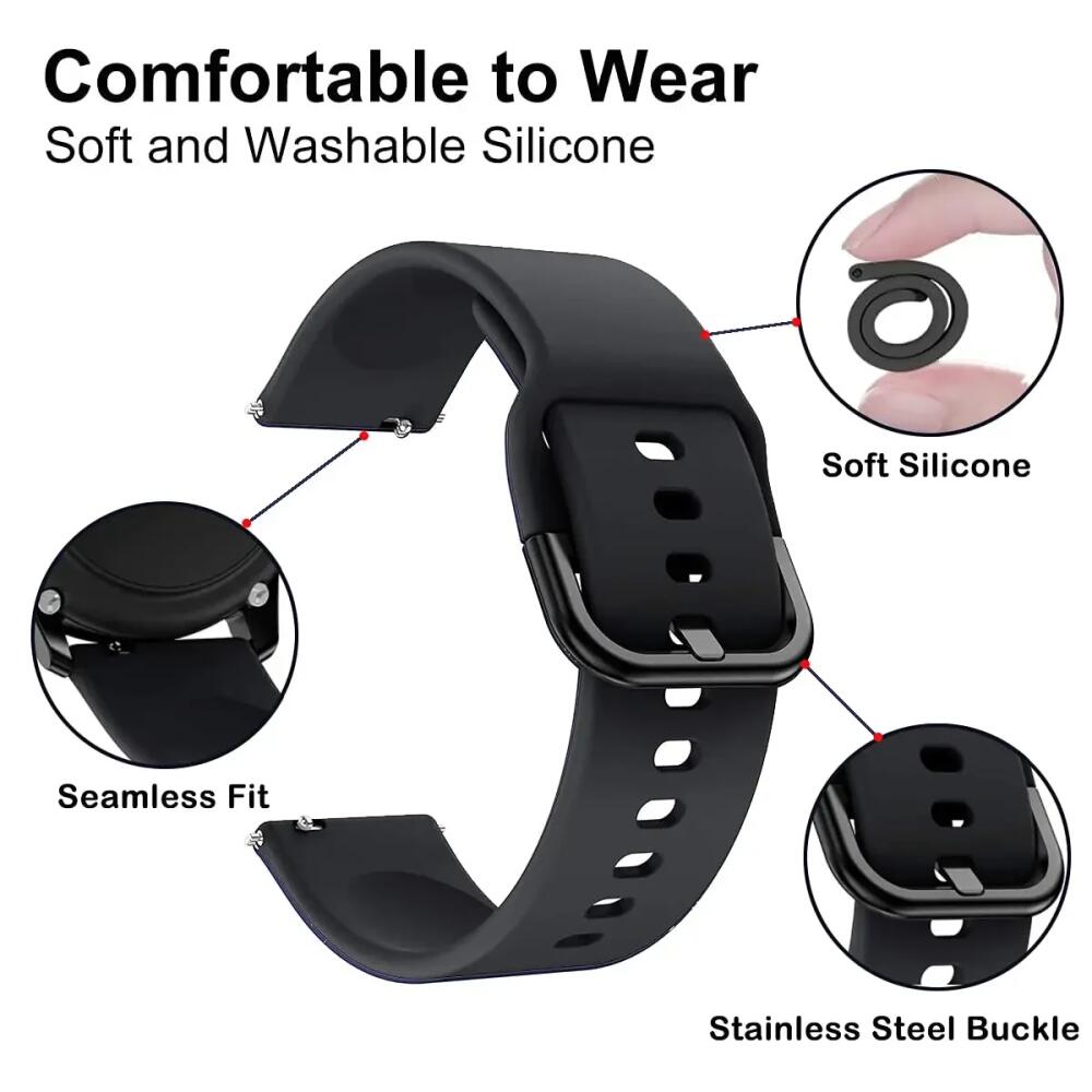 20mm 22mm Strap For Amazfit Active 2/2 Square/Bip 6 5 Smart Watch Band Silicone Wristband For Amazfit GTS/GTR 4 3 2 Bracelet