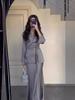 European and American Splicing Satin Long Skirt Suit - Spring 2026 Edition