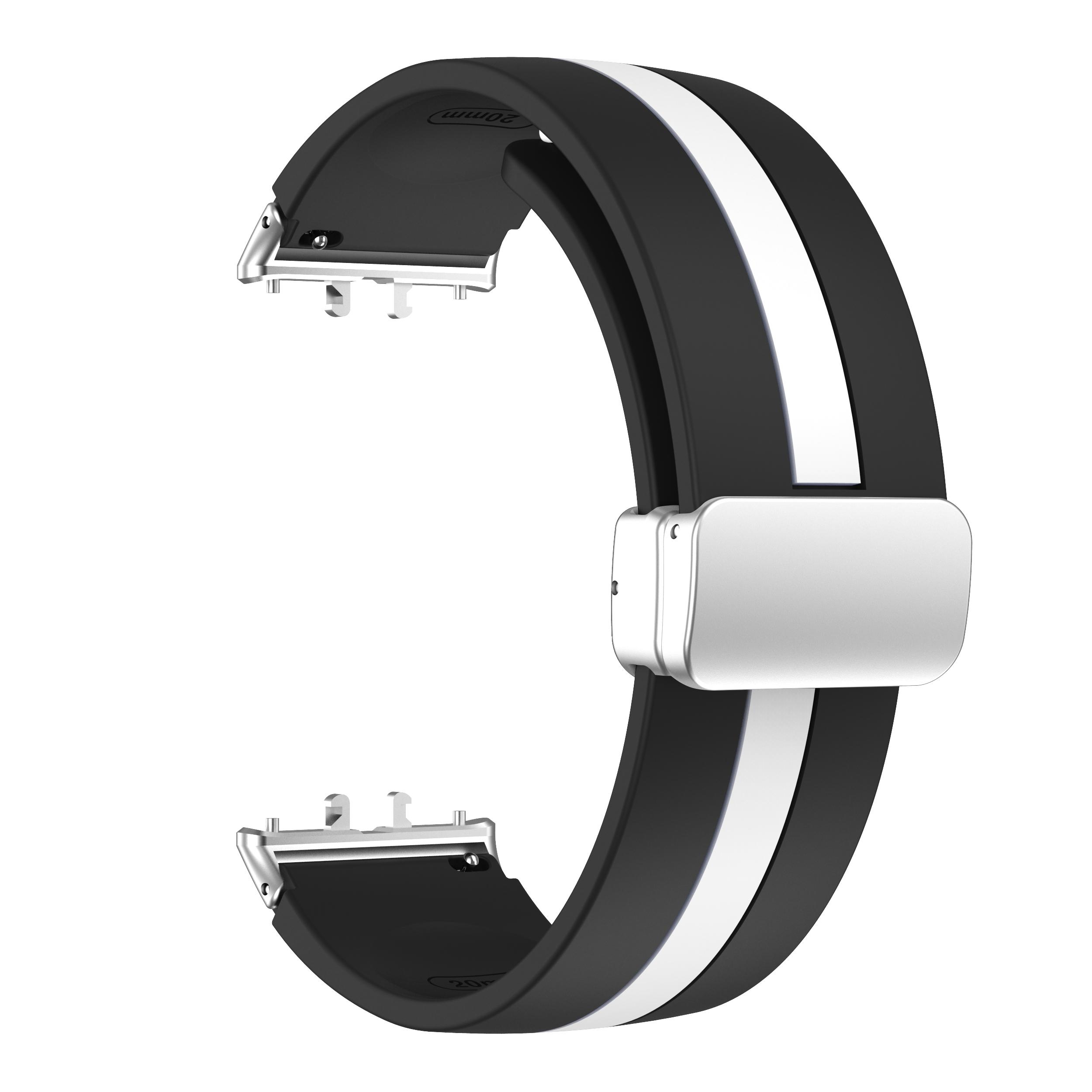 

Suitable for Samsung Galaxy Fit3 magnetic folding buckle vertical stripe dual color silicone strap чорний