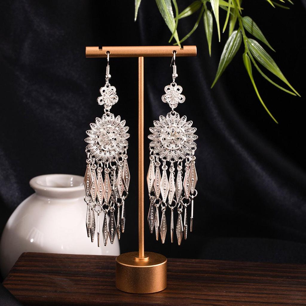 Miao Long Silber Quastenohrringe: Ethnischer Stil, Leichter Luxus, Übertriebenes Design für Frauen