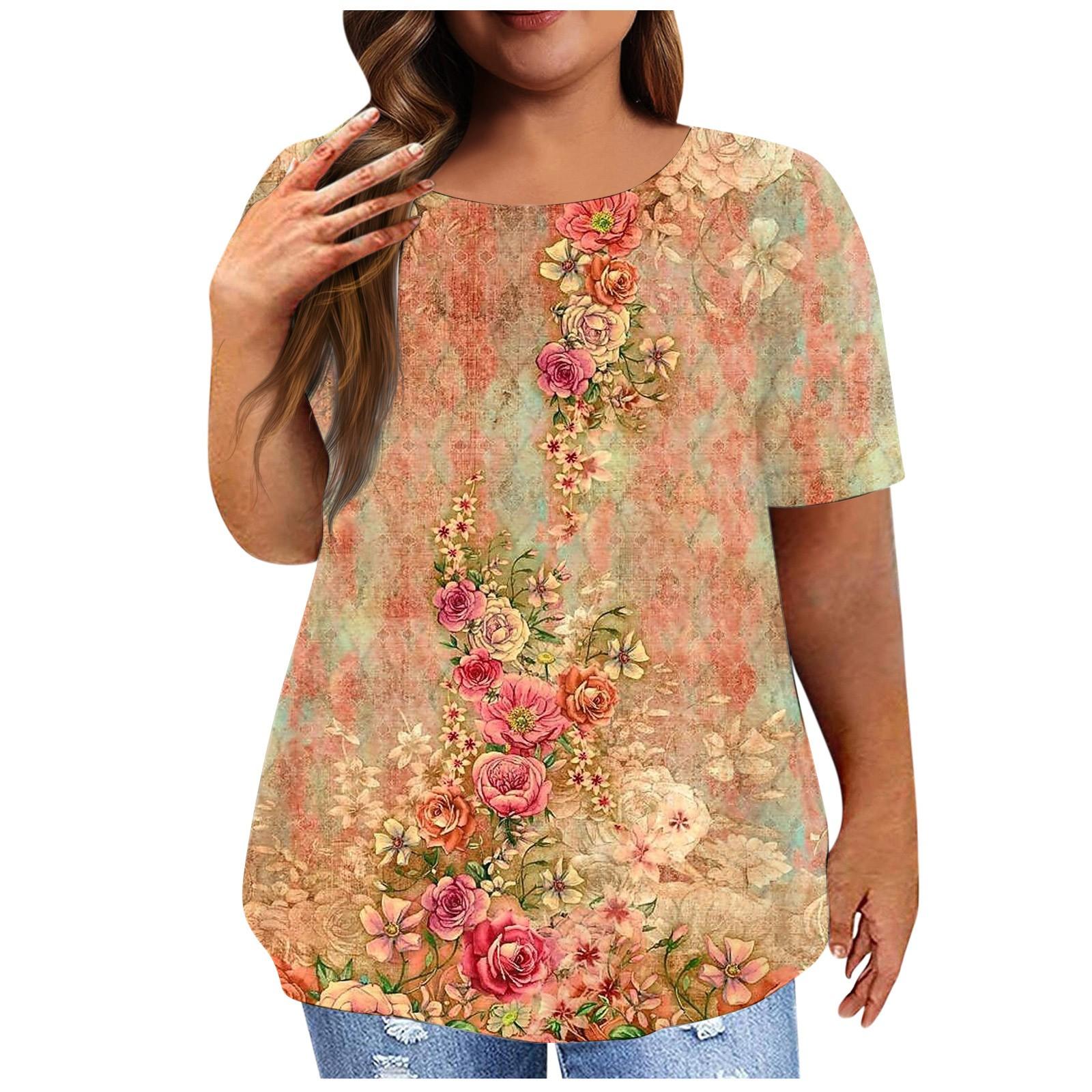 

Женская рубашка с коротким рукавом, круглый вырез, футболка больших размеров, повседневные топы с винтажным принтом XXL жёлтый