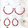 Burgundy Crystal Beaded Earrings: Retro French Style