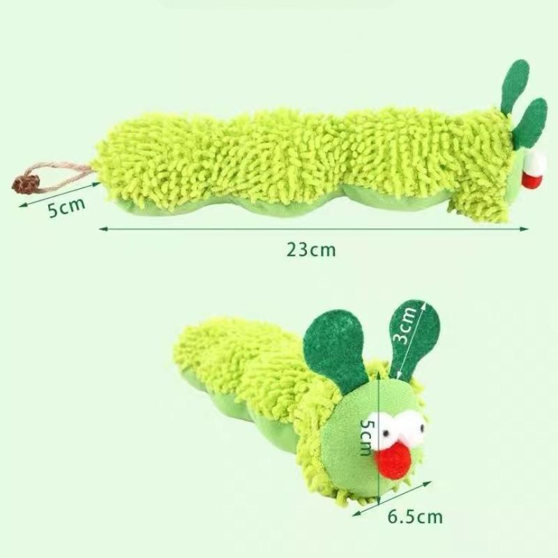 Cat Plush Toy Interactive Catnip Imitation Caterpillar Squeaky Kitten Toy Durable Bite Cat Chew Toy Accessories