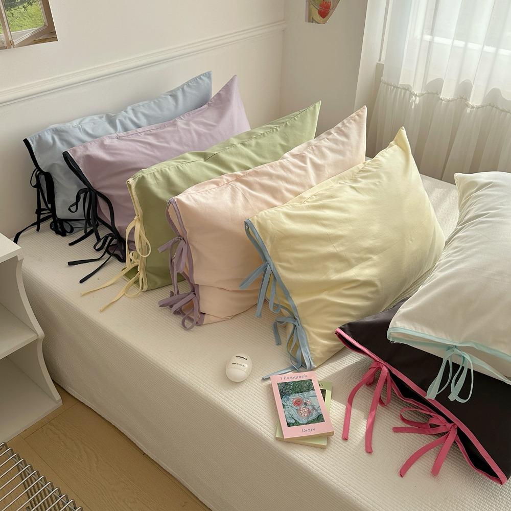2PCS Soft Bow Pillow Cover Nordic Style Pillow Case Comfortable Cushion Covers  Girls Bedding