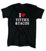 Eu Amo Seios E Tacos Camiseta Masculina - Gola Redonda - Presente