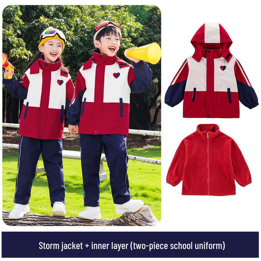 Trzyczęściowy szkolny mundurek dziecięcy w stylu akademickim na jesień i wiosnę – Swobodny zestaw sportowy