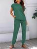2026 Sommer Damen Zweiteiliges Gestreiftes Jogging-Set: Kurzarm-Oberteil & Lange Hose