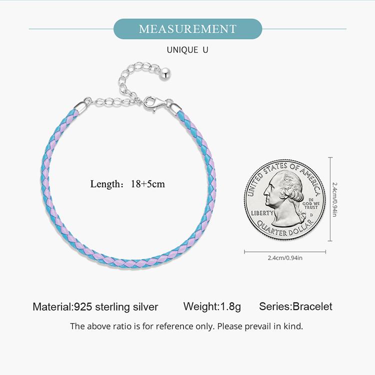 WOSTU 925 Sterling Silver Simple Leather Bracelet Fashionable Individual Lobster Clasp Bracelet
