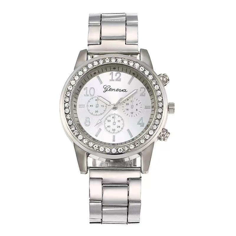 

Straight Hair Women S Diamond-Encrusted Fake Three-Eye Casual Exquisite Light Luxury Women S Watch One size fits all срібний