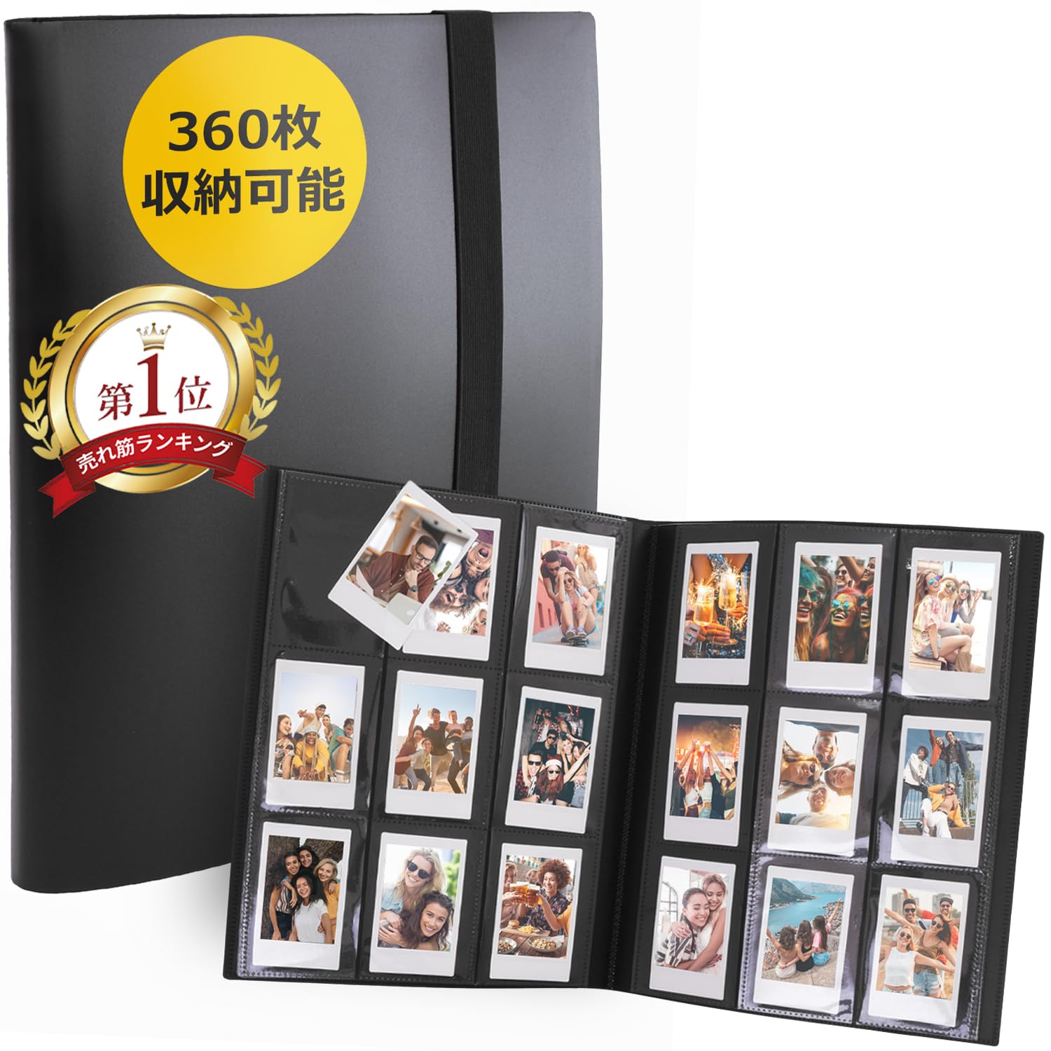 

Instax Mini Фото Instax Фото Большая Вместимость Файл для Фото Instax [Kawa ICHI] Альбом, Книга, (Черный/360 листов)