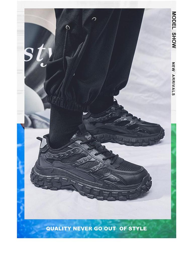 Men's Trendy Spring Mesh Sneakers - Breathable, Thick-Soled, Non-Slip Casual Dad Shoes