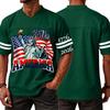 Men's Casual V Neck Jersey 250th America Independence Day Printed Short Sleeve Sports T Shirt Top with Lettering