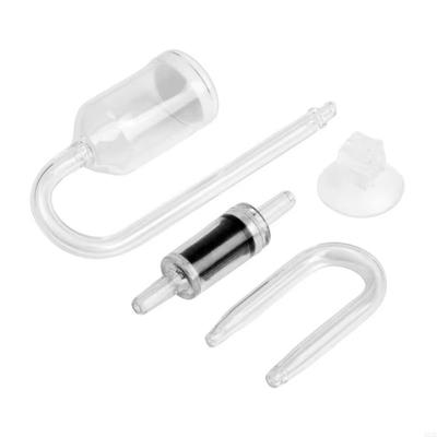 New U Shape CO2 Atomizer Suction Cup Transparent Glass CO2 Diffuser Refinement Glass Tube Check Valve Fish Tank