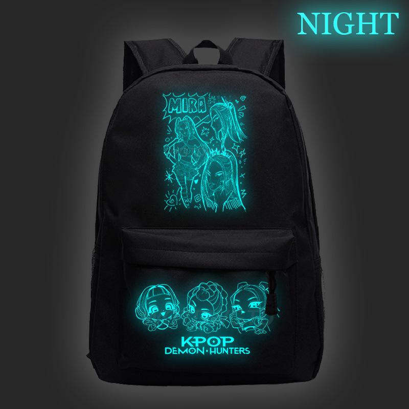Luminous Backpack Demon Hunters KPop Demon Hunters Cross-border Large Capacity Student School Bag Casual Simple