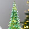 Illuminated Glass Christmas Tree Tabletop Light Up Christmas Tree Figurine for Xmas Home Party Centerpiece Tabletop Mantel Decor