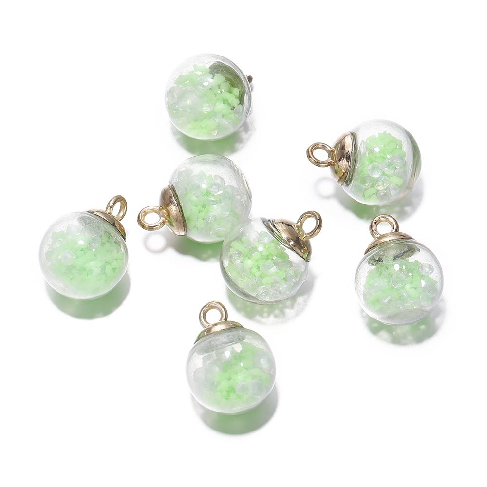 10Pcs Charms Luminous Transparent Glass Ball 16mm Pendants Crafts for DIY Earrings Necklace Jewelry Making Findings Accessories