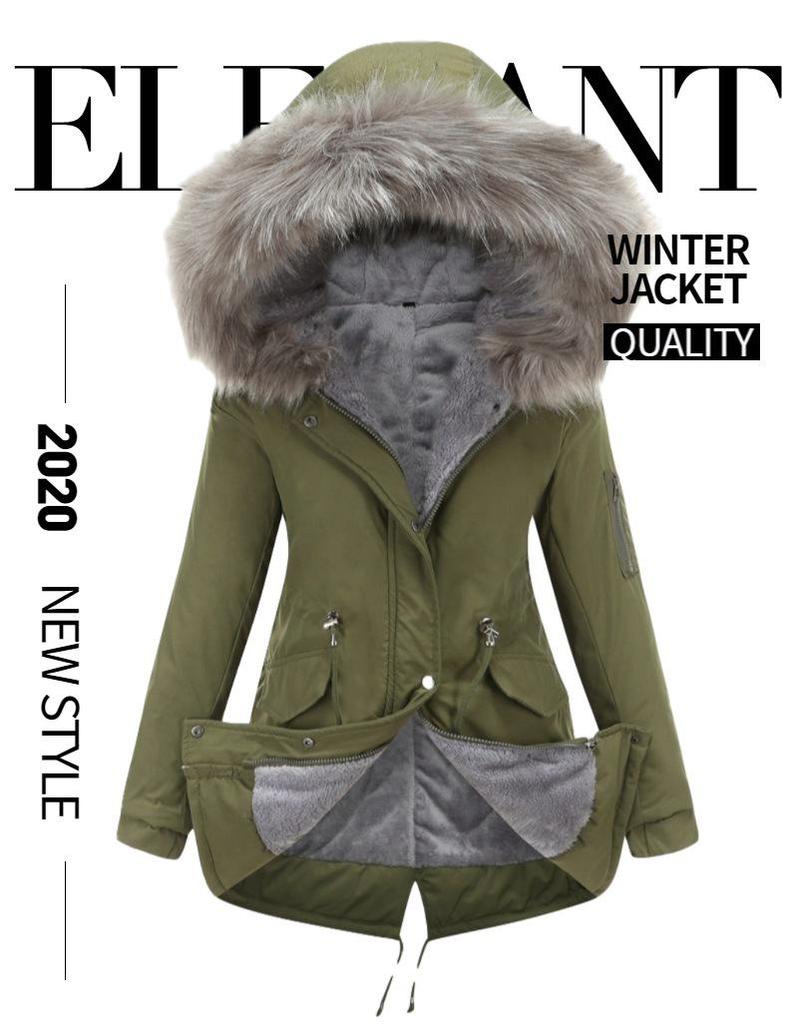 European Size Mid-Length Hooded Cotton Parka - Winter Warm Fleece-Lined Jacket (2023 Edition)