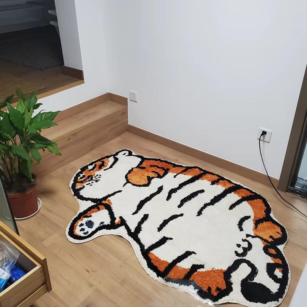 Thick Furry Carpets Cartoon Entrance Mat Toilet Mat Tiger Carpet Living Room