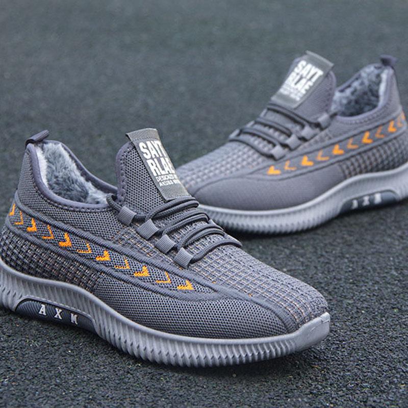 Baumwollschuhe Herren Plüsch Verdickt Warm Herren Rutschfest Weiche Sohlen Leicht Herbst und Winter Sportliche Freizeitschuhe Winter