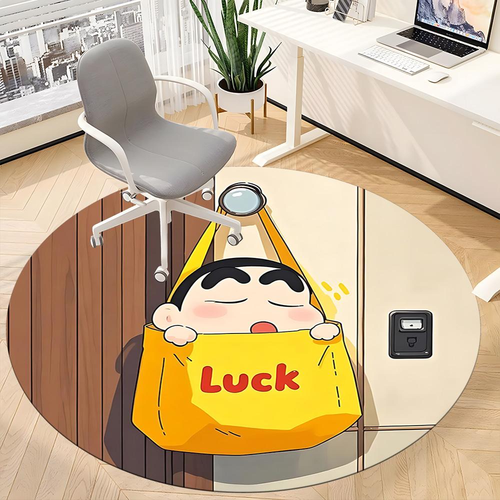 1pc Lucky Crayon Shin-chan Office Round Area Rug, Under Office Chairs Bedroom Living Room Home Decor  a1022212
