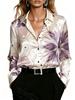 Women's floral print button-down shirt, long-sleeved collar shirt, suitable for both casual and professional wear, versatile for all seasons.