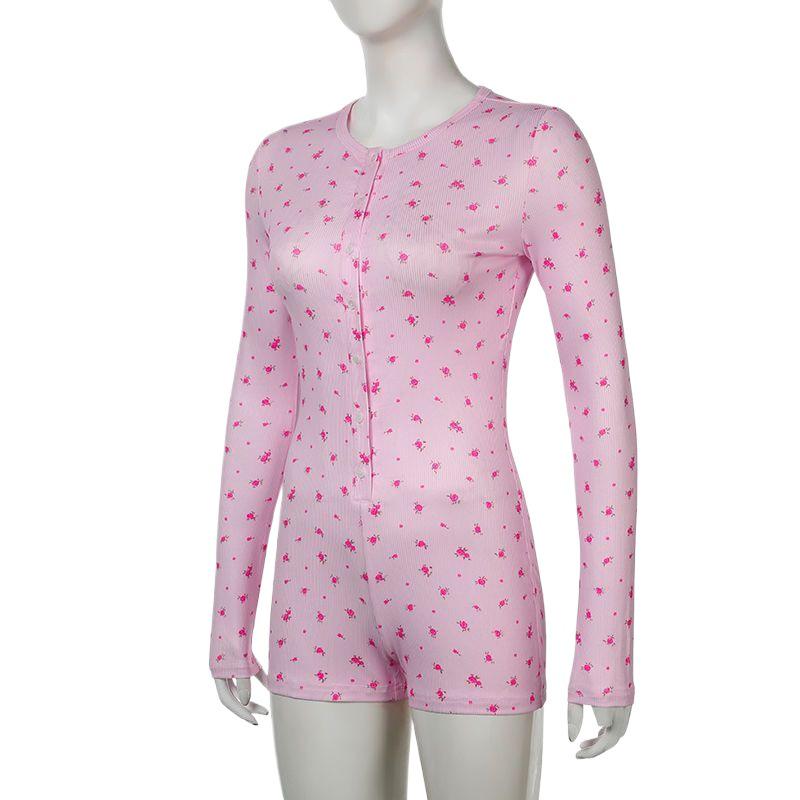 European & American Style Women's Slim-Fit One-Piece Jumpsuit Pajamas