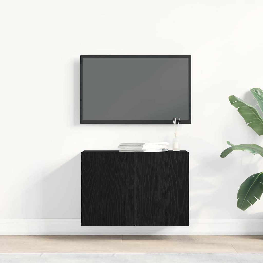 TV Stand in Black Oak Finish 60 x 30 x 41 cm Particleboard