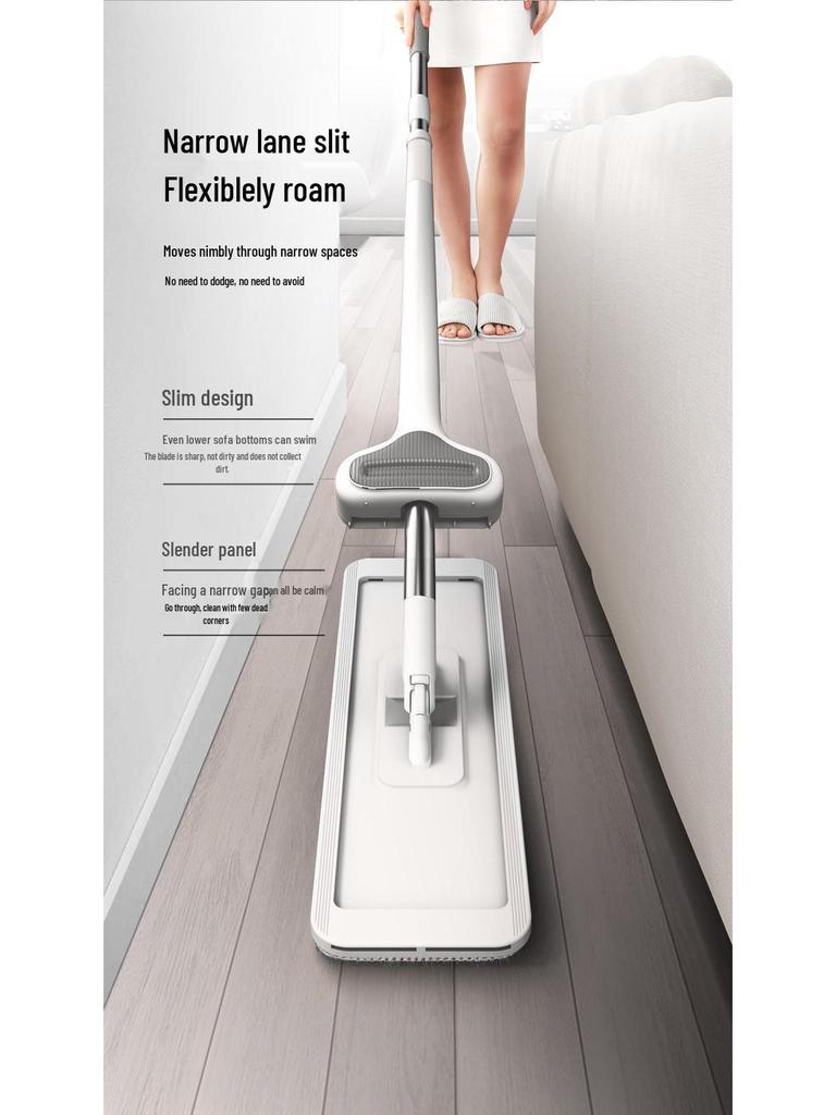 Foldable Flat Mop & Bucket - Hands-Free Washing System