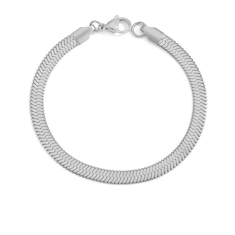 eManco Women's Stainless Steel Snake Chain Bracelet - Thin, Versatile, Flat Style, Perfect for Couples