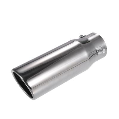 ABSOPRO Adjustable Exhaust Tailpipe for Car 67mm 220mm Muffler Stainless Silver Tone Trucks, 27-55mm Inlet, Outlet, Length, Bolt-On Tip, Steel,